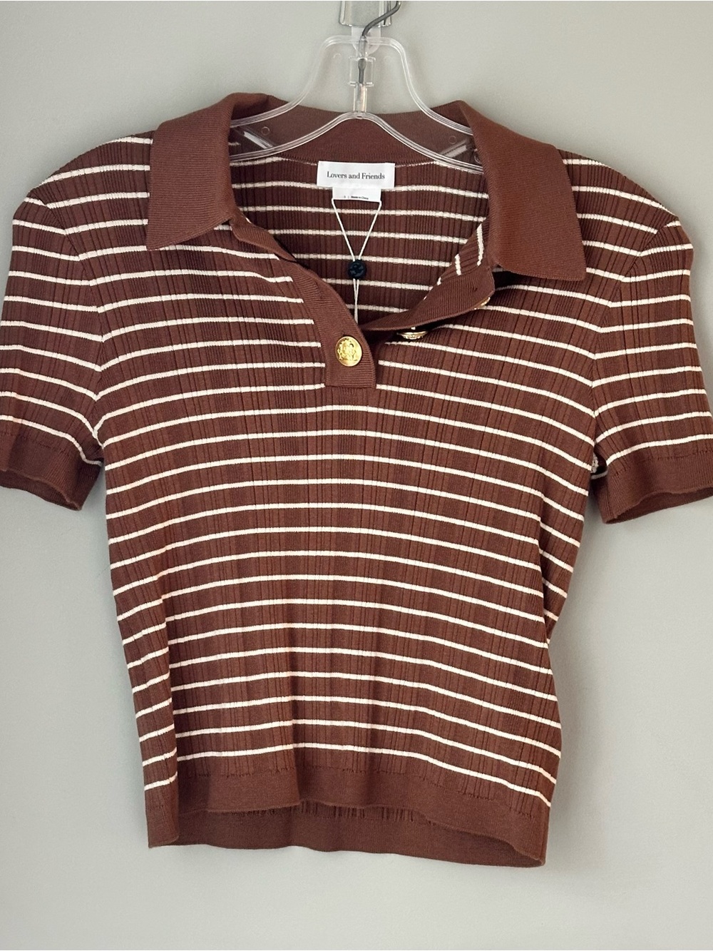 Lovers and Friends Camelia Stripe Short Sleeve Polo. - Picture 11 of 12